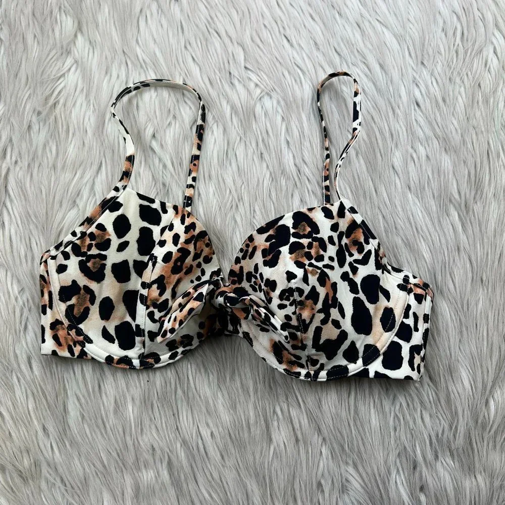 & Other Stories Women's Leopard‎ Print Underwire Bikini Swim Suit Top